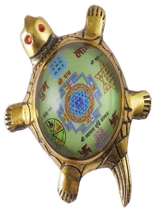 eshoppee Shree vyapar vridhi with kuber Yantra Two in one on Metal Tortoise for Bring Good Luck (4) - Image 1